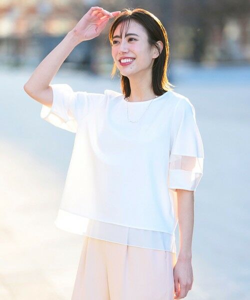 ANY SIS / エニィスィス カットソー | チュール切替ランタンスリーブ プルオーバー | 詳細1