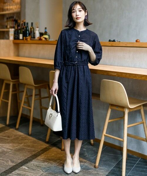 ANY SIS / エニィスィス ロング・マキシ丈ワンピース | エンブロイダリー ワンピース（ネイビー）