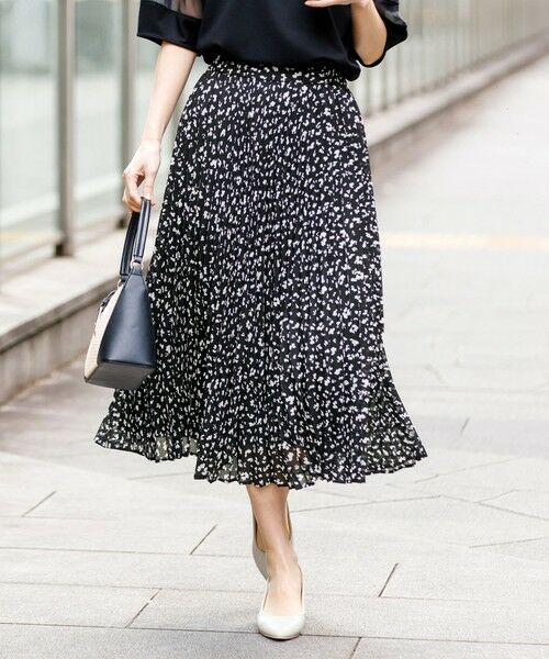 ANY SIS / エニィスィス ミニ・ひざ丈スカート | エアリープリーツ スカート（ブラックベース）