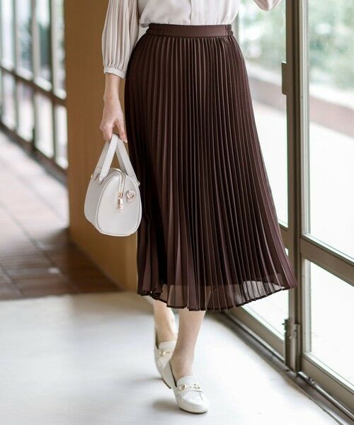 ANY SIS / エニィスィス ミニ・ひざ丈スカート | エアリープリーツ スカート（ブラウン）