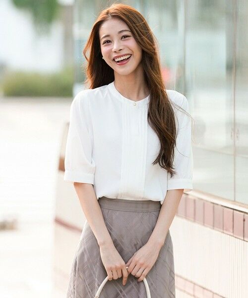 ANY SIS / エニィスィス シャツ・ブラウス | バンドカラーフロントタック ブラウス（オフ）