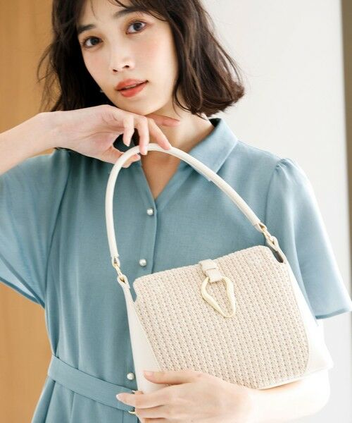 ANY SIS / エニィスィス ハンドバッグ | 雑材コンビハンドルバッグ（アイボリー）