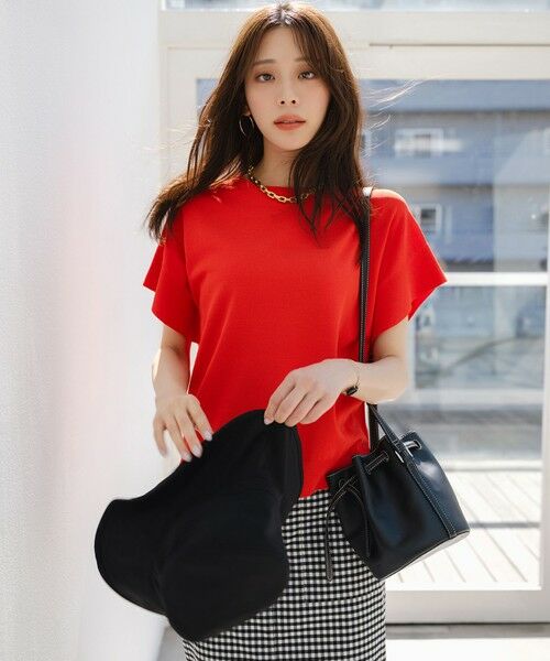 ANY SIS / エニィスィス ニット・セーター | 【アイスタッチ】フレンチスリーブ ニット（スカーレット）