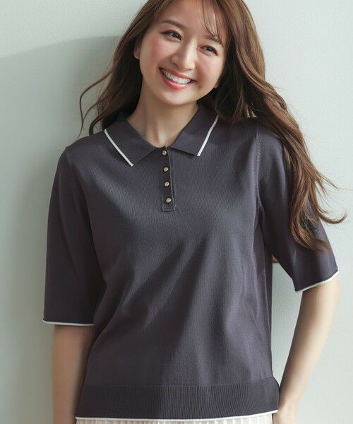 ANY SIS / エニィスィス ニット・セーター | 【アイスタッチ】ポロ ニット（スレート×オフ）