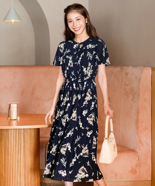 ANY SIS / エニィスィス ロング・マキシ丈ワンピース | シアーパターン ワンピース（ネイビー花柄）