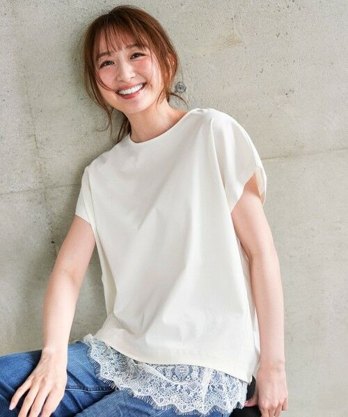 ANY SIS / エニィスィス カットソー | 【シルクタッチさら魅せTシャツ】後ろコクーン プルオーバー（アイボリー）