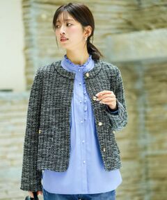 ANY SIS / エニィスィス ノーカラージャケット | ネップツイード ジャケット