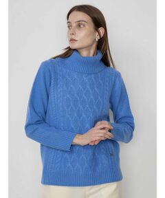 Aquascutum / アクアスキュータム ニット・セーター | カシミヤ オフタートルケーブルニット