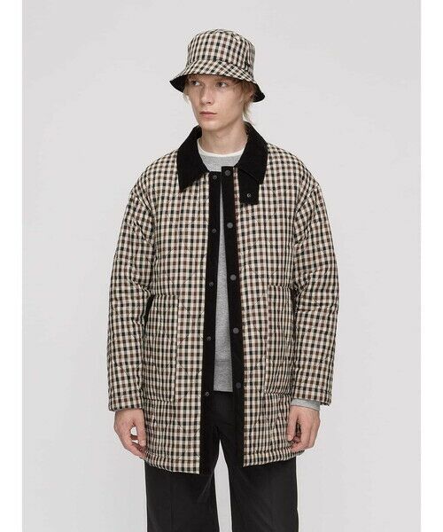 Aquascutum/アクアスキュータム チェックキルティング ロングコート ネイビー M Aquascutum/アクアスキュータム チェックキルティング ロングコート ネイビー M