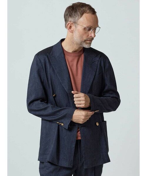 Aquascutum/アクアスキュータム TEC.3 Linen Denim Double-Breasted Jacket ネイビー 36 Aquascutum/アクアスキュータム TEC.3 Linen Denim Double-Breasted Jacket ネイビー 36