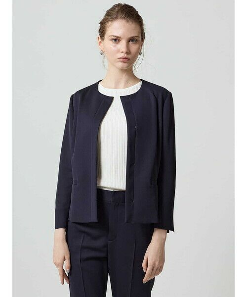 Aquascutum/アクアスキュータム 【セットアップ対応】ストレッチツイルラウンドネックジャケット ネイビー 12 Aquascutum/アクアスキュータム 【セットアップ対応】ストレッチツイルラウンドネックジャケット ネイビー 12