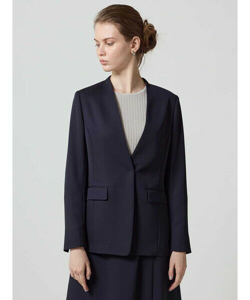 Aquascutum / アクアスキュータム テーラードジャケット | 【セットアップ対応】ストレッチツイルノーカラージャケット | 詳細5