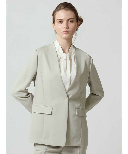 Aquascutum/アクアスキュータム 【セットアップ対応】ストレッチツイルノーカラージャケット ベージュ 10 Aquascutum/アクアスキュータム 【セットアップ対応】ストレッチツイルノーカラージャケット ベージュ 10
