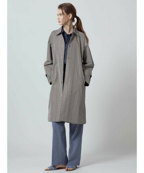 アクアスキュータム　リバーシブルクラブチェック　ステンカラーコート S Aquascutum｜クラブチェックリバーシブルステンカラーコート