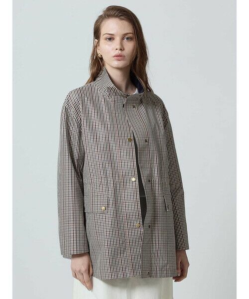 Aquascutum/アクアスキュータム クラブチェックスタンドカラーショートコート ネイビー 10 Aquascutum/アクアスキュータム クラブチェックスタンドカラーショートコート ネイビー 10
