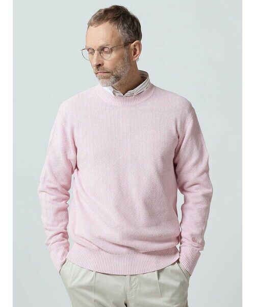 Aquascutum/アクアスキュータム Links Linen Crew-neck ピンク M Aquascutum/アクアスキュータム Links Linen Crew-neck ピンク M
