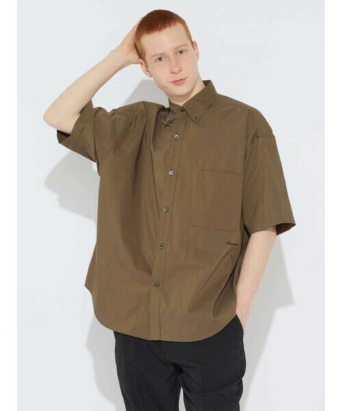 Aquascutum/アクアスキュータム ウェザークロス 半袖シャツ カーキ L Aquascutum/アクアスキュータム ウェザークロス 半袖シャツ カーキ L
