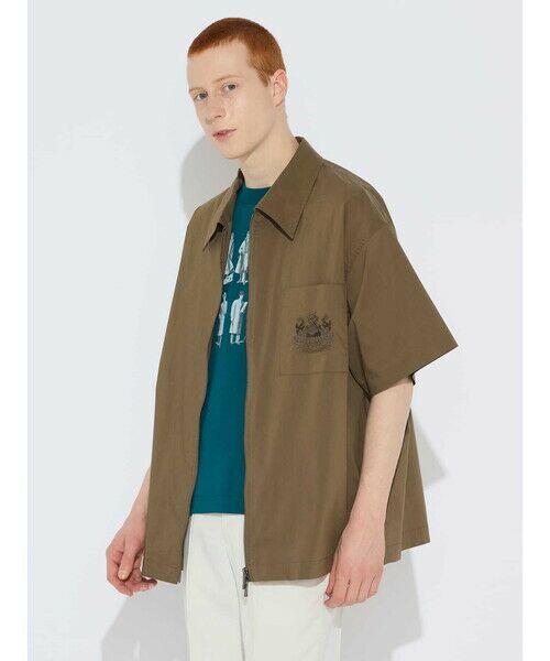 Aquascutum/アクアスキュータム ウェザークロス 半袖ZIP カーキ M Aquascutum/アクアスキュータム ウェザークロス 半袖ZIP カーキ M