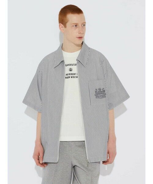 Aquascutum/アクアスキュータム ウェザークロス 半袖ZIP グレー M Aquascutum/アクアスキュータム ウェザークロス 半袖ZIP グレー M