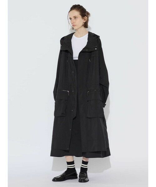 Aquascutum/アクアスキュータム リップストップ ロングパーカー ブラック L Aquascutum/アクアスキュータム リップストップ ロングパーカー ブラック L