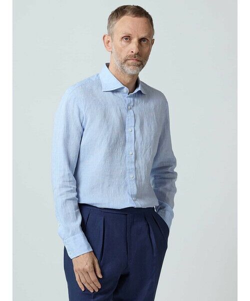 Aquascutum/アクアスキュータム 【UK Traditional】Irish Linen Shirt サックス M Aquascutum/アクアスキュータム 【UK Traditional】Irish Linen Shirt サックス M