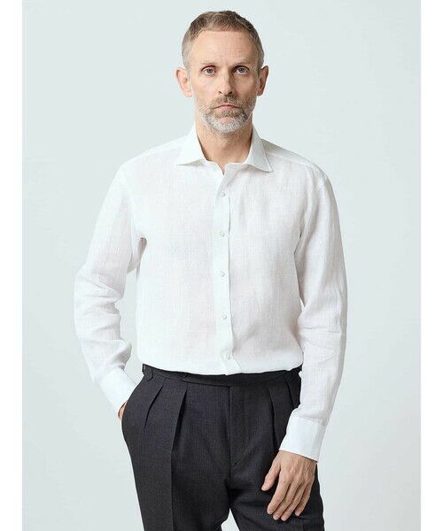 Aquascutum/アクアスキュータム 【UK Traditional】Irish Linen Shirt ホワイト M Aquascutum/アクアスキュータム 【UK Traditional】Irish Linen Shirt ホワイト M
