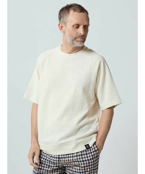 Aquascutum/アクアスキュータム Denim-look Raglan Sleeve T ホワイト LL Aquascutum/アクアスキュータム Denim-look Raglan Sleeve T ホワイト LL