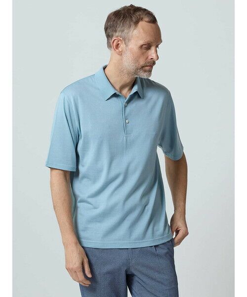 Aquascutum/アクアスキュータム TEC.3 NZ Merino Polo-collar サックス LL Aquascutum/アクアスキュータム TEC.3 NZ Merino Polo-collar サックス LL