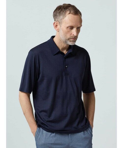 Aquascutum/アクアスキュータム TEC.3 NZ Merino Polo-collar ネイビー M Aquascutum/アクアスキュータム TEC.3 NZ Merino Polo-collar ネイビー M