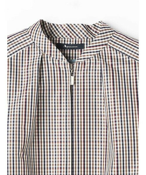 Aquascutum ダブルテーラードジャケット　ツイード　チェック柄 チェックツイード ラウンドネックコート
