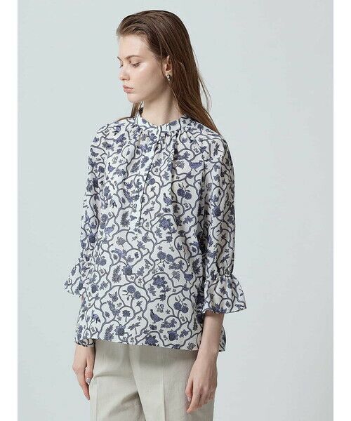 Aquascutum/アクアスキュータム タペストリーPRINT ブラウス インディゴ 8 Aquascutum/アクアスキュータム タペストリーPRINT ブラウス インディゴ 8