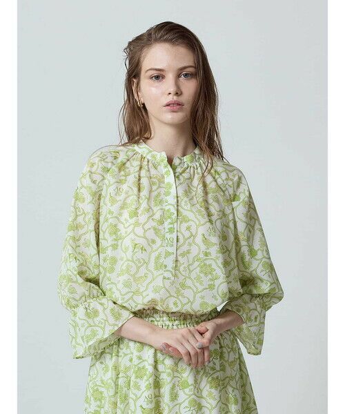 Aquascutum/アクアスキュータム タペストリーPRINT ブラウス ライム 8 Aquascutum/アクアスキュータム タペストリーPRINT ブラウス ライム 8