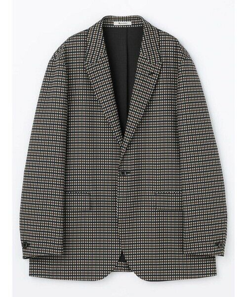 Aquascutum ダークグレー テーラードジャケット セットアップ対応】ストレッチツイル ノーカラージャケット
