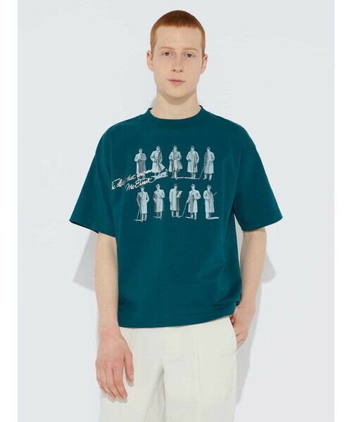 Aquascutum/アクアスキュータム コートイラスト T-SHIRT ブルー S Aquascutum/アクアスキュータム コートイラスト T-SHIRT ブルー S