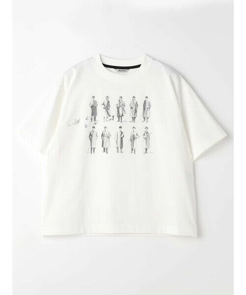 Aquascutum/アクアスキュータム コートイラスト T-SHIRT ホワイト M Aquascutum/アクアスキュータム コートイラスト T-SHIRT ホワイト M