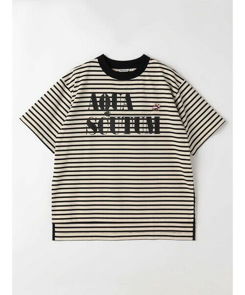 Aquascutum/アクアスキュータム プリント&刺繍サイド切替 T-SHIRT ベージュ M Aquascutum/アクアスキュータム プリント&刺繍サイド切替 T-SHIRT ベージュ M