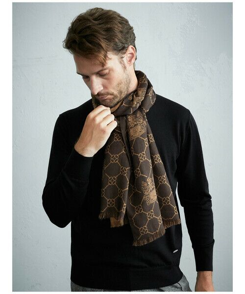 Aquascutum / アクアスキュータム マフラー・ショール・スヌード・ストール | クレスト　ブラック×キャメルブラウン | 詳細3