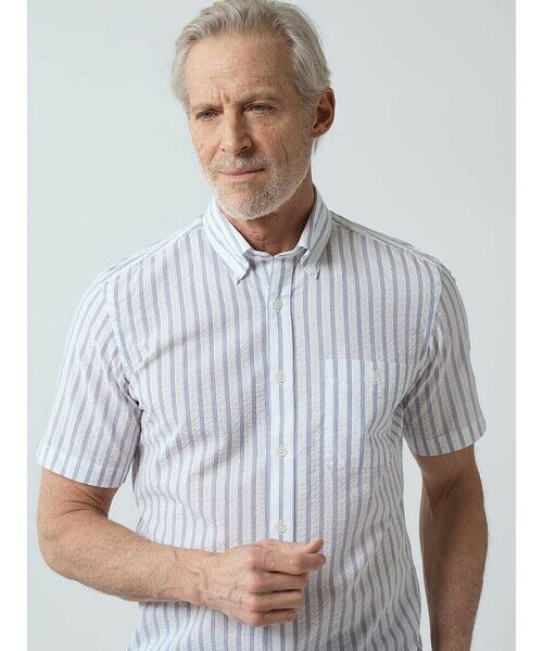 Aquascutum / アクアスキュータム シャツ・ブラウス | Sucker Stripe Short Sleeve Shirt | 詳細5