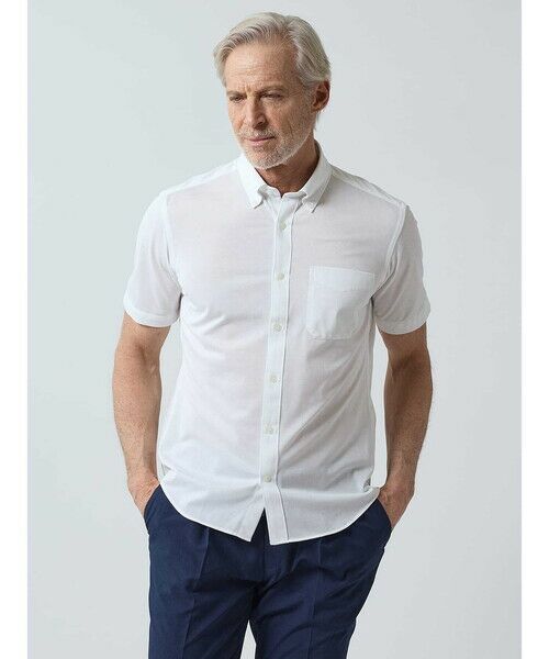 Aquascutum/アクアスキュータム Summer TEC.3 Cool Knit Short Sleeve Shir ホワイト LL Aquascutum/アクアスキュータム Summer TEC.3 Cool Knit Short Sleeve Shir ホワイト LL