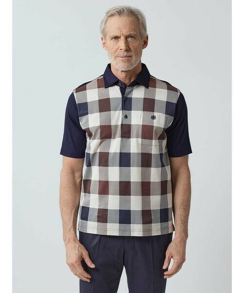 アクアスキュータム　半袖　POLOニット Club Check Print POLO （カットソー）｜Aquascutum / アクア