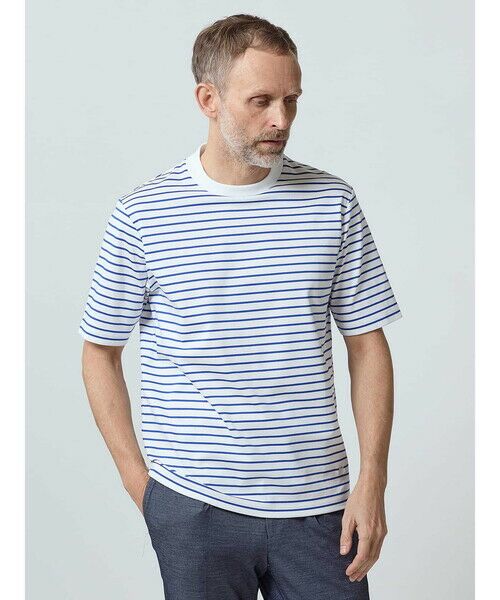 Aquascutum/アクアスキュータム Summer TEC.3 Cool touch Smooth Border T ホワイト L Aquascutum/アクアスキュータム Summer TEC.3 Cool touch Smooth Border T ホワイト L