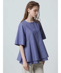 アクアスキュータム AQUASCUTUM カットソー フレンチスリーブ 花柄 紺 *A714  レディース AQUA SCUTUM - アクアスキュータム AQUASCUTUM カットソー