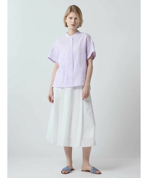 Aquascutum / アクアスキュータム シャツ・ブラウス | ナチュラルリネン バンドカラーシャツ | 詳細1