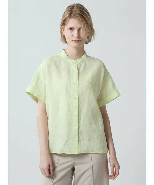 Aquascutum / アクアスキュータム シャツ・ブラウス | ナチュラルリネン バンドカラーシャツ | 詳細13