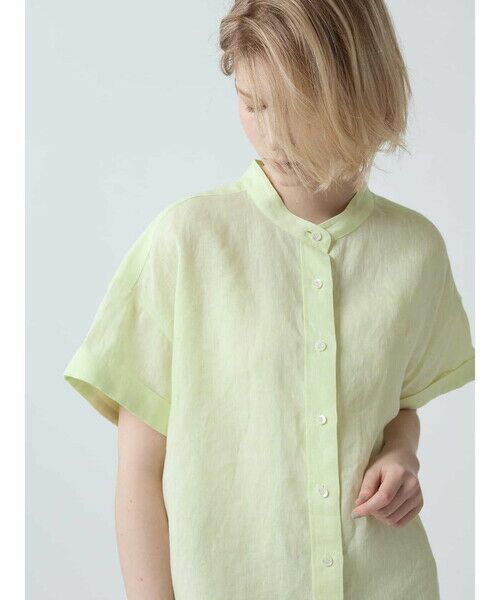 Aquascutum / アクアスキュータム シャツ・ブラウス | ナチュラルリネン バンドカラーシャツ | 詳細14