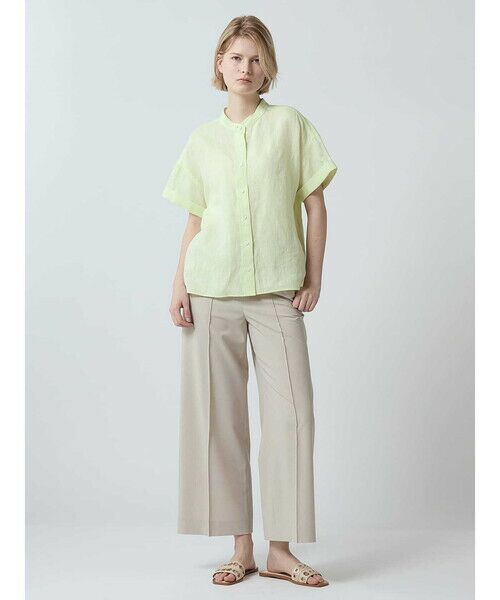 Aquascutum/アクアスキュータム ナチュラルリネン バンドカラーシャツ イエロー 8 Aquascutum/アクアスキュータム ナチュラルリネン バンドカラーシャツ イエロー 8