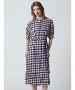 Aquascutum / アクアスキュータム ドレス | ドレーピークラブチェックプリント シャツドレス