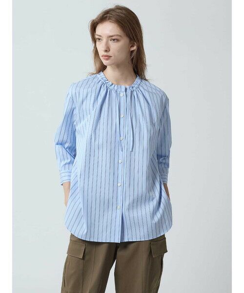 Aquascutum/アクアスキュータム パステルストライプ ギャザーシャツ ブルー 8 Aquascutum/アクアスキュータム パステルストライプ ギャザーシャツ ブルー 8