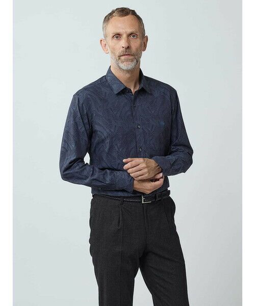 Aquascutum / アクアスキュータム シャツ・ブラウス | Architecture Jacquard Shirt(ブルー)