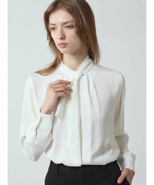 Aquascutum / アクアスキュータム シャツ・ブラウス | サテンボウタイブラウス | 詳細12